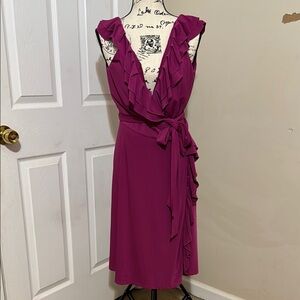 Suzy Chin for Magi Boutique Magenta Ruffle Wrap Dress size 14 Summer Events Chic